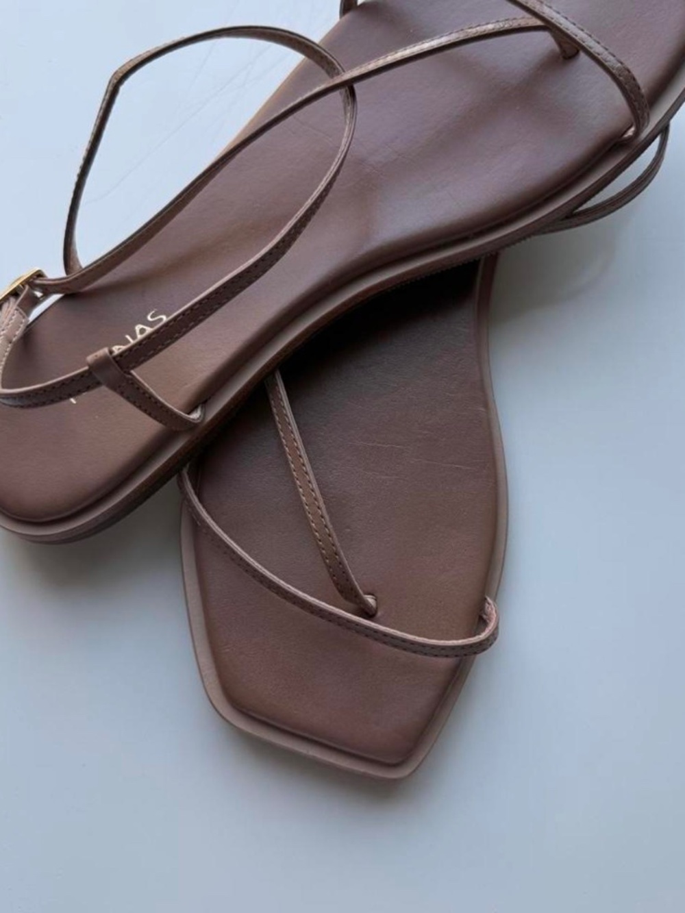 KAANAS Women's Alayta Square Toe Naked Sandals - Tan (sz 7)